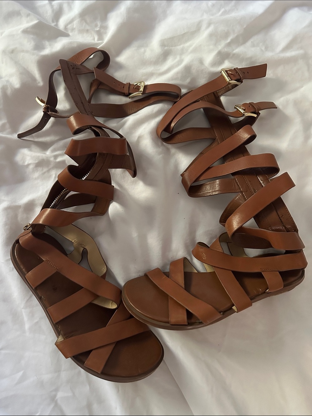 Michael Kors Tan Leather Strappy Gladiator Sandals